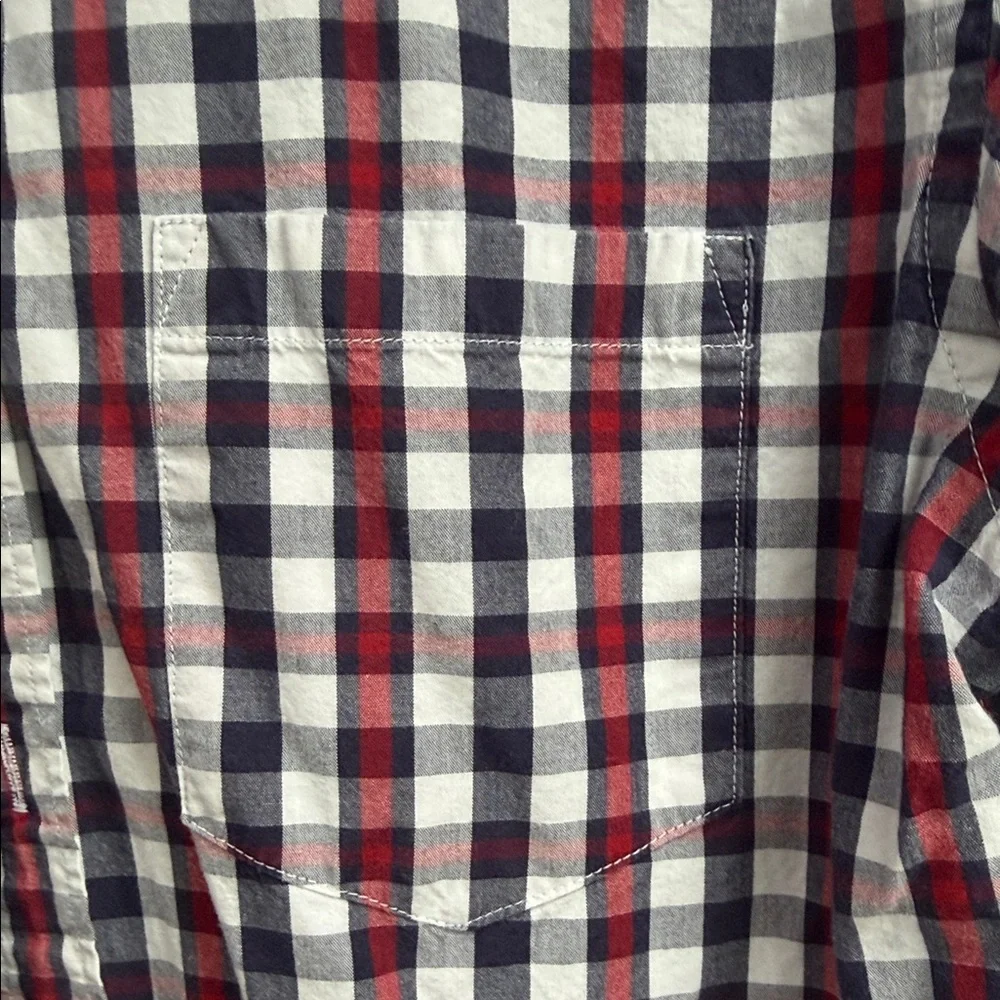 J. Crew Men's Red, Navy & White Check Button-Down Shirt